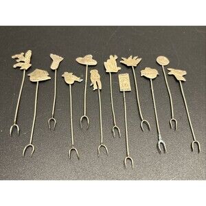 Vintage Fork US Collectible Set Of 12 3.5-4” Assorted Character Forks Appetizer